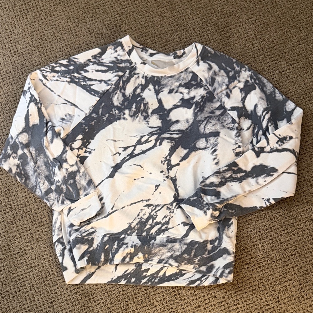 Zella White and Gray Tie-Dye Sweatshirt